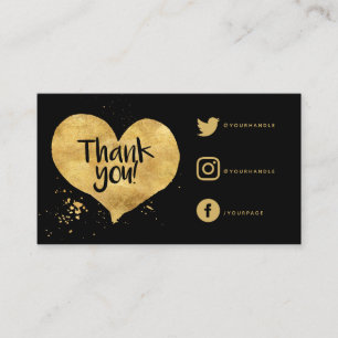 Foil effect heart Social Links Card for orders. Begleitkarte