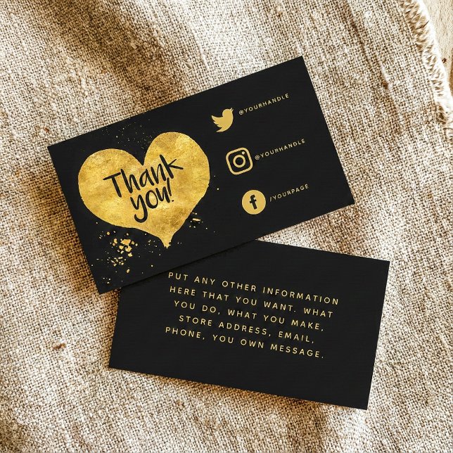 Foil Effekt Herz Social Links Karte für Bestellung (Foil effect heart Social Links Card for orders.)