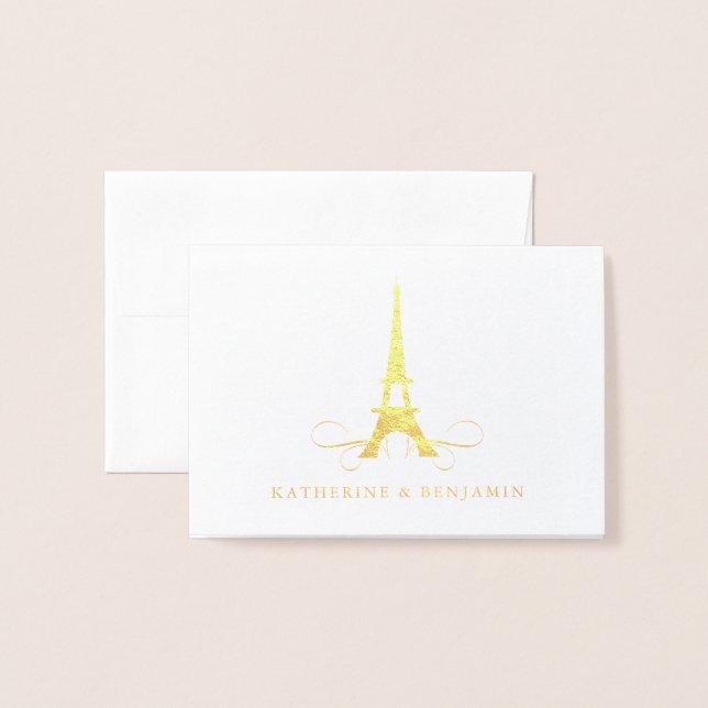 Foil Eiffel Tower Paris | Hochzeit Folienkarte (Vorderseite mit Umschlag)