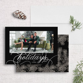 Foil Elegant Blühe formales Script Holiday Foto Folien Feiertagskarte
