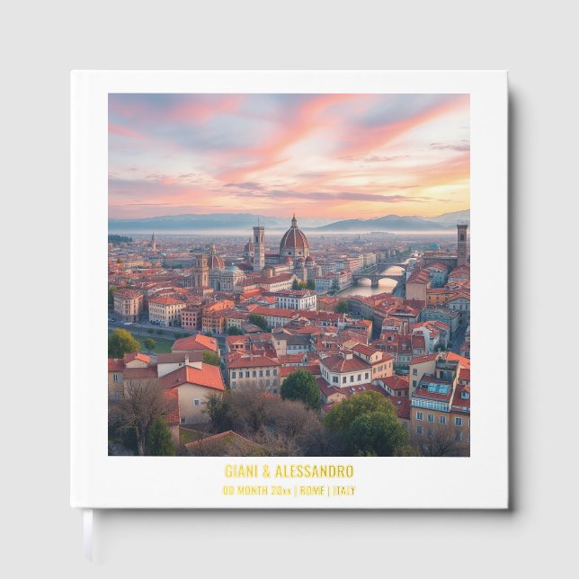 Foil Florence Aquarell Italien Hochzeitspaare Gästebuch (Vorderseite)