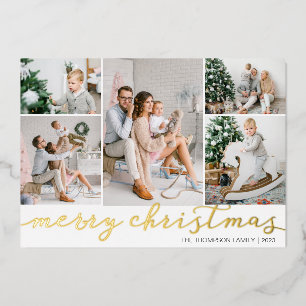 Foil Foto Weihnachtskarte mit fünf Bildern Folien Feiertagskarte