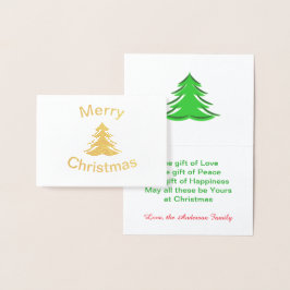 Foil Frohe Weihnachtsbaum-3x5Christmas Faltkarte Folienkarte