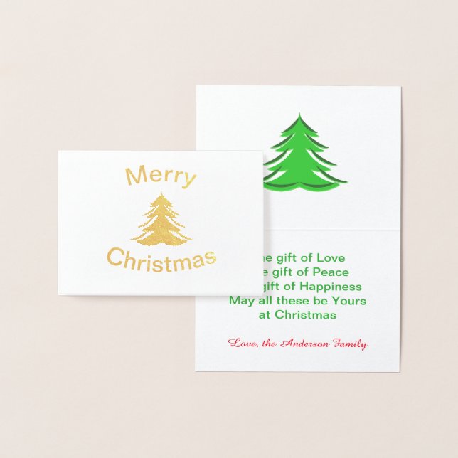 Foil Frohe Weihnachtsbaum-3x5Christmas Faltkarte Folienkarte (Anzeige)