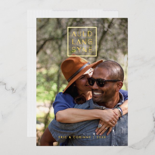 Foil Gerahmt Auld Lang Syne Ferienkarte - Schwarz Folieneinladung (Briefumschlag)