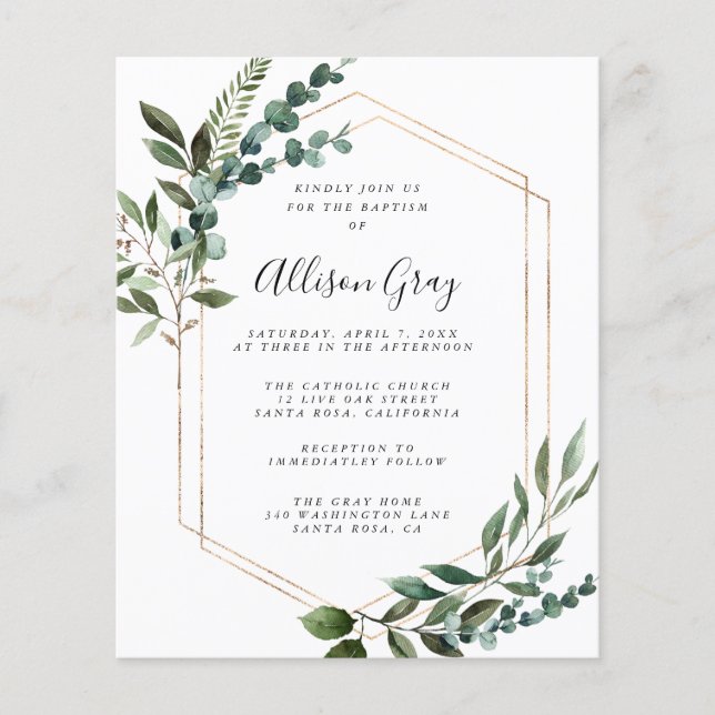 Foil Gerahmt Floral Baptisse | Flyer Haushalt (Vorne)