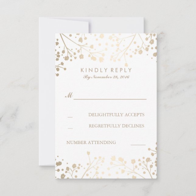 Foil Gipskraut Wedding RSVP Cards (Vorderseite)
