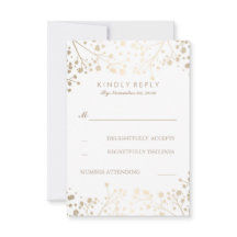Foil Gipskraut Wedding RSVP Cards