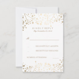 Foil Gipskraut Wedding RSVP Cards Karte