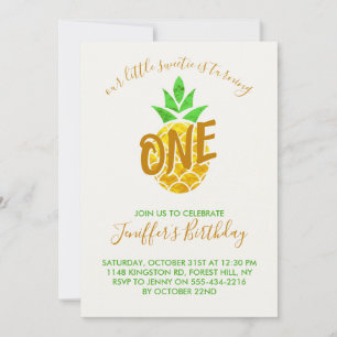 Foil Gold Geometric Pineaple   Geburtstag  Einladung