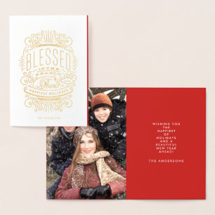 Foil Gold gesegnete Peace Christmas Grußkarte Folienkarte