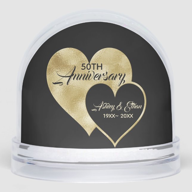 Foil Gold Heart 50 Jahre Jubiläum Schneekugeln (Vorderseite)