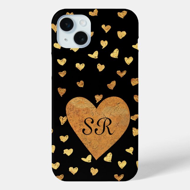 Foil Gold Heart Initials - wählen Sie die Hintergr Case-Mate iPhone Hülle (Rückseite)