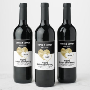 Foil Gold Hearts Weinetikett