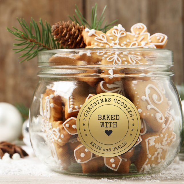 Foil Gold Print Weihnachtsgoodies Runder Aufkleber (Faux Foil Gold Christmas Goodies Classic Round Sticker)
