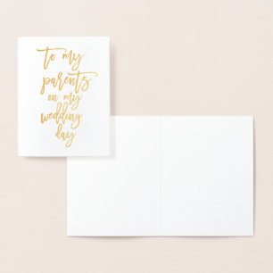 Foil Gold Script Wedding Day Card für Eltern Folienkarte