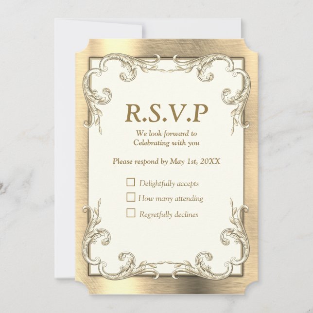 Foil-Gold-Silver-Brass RSVP-Karte Einladung (Vorderseite)