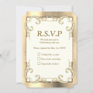 Foil-Gold-Silver-Brass RSVP-Karte Einladung