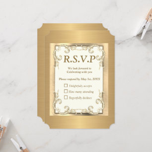 Foil-Gold-Silver-Brass RSVP-Karte Einladung