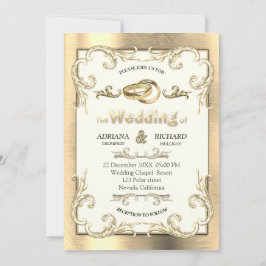 Foil-Gold-Silver Brass Vintage Wedding Einladung