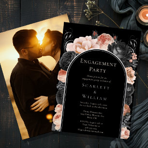 FOIL Gothic Vintage Arch Foto Verlobungsfeier Folieneinladung