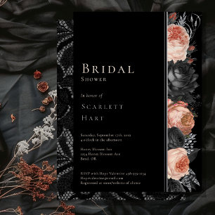 FOIL Gothic Vintage Schwarz Rosenrot Brautparty Folieneinladung