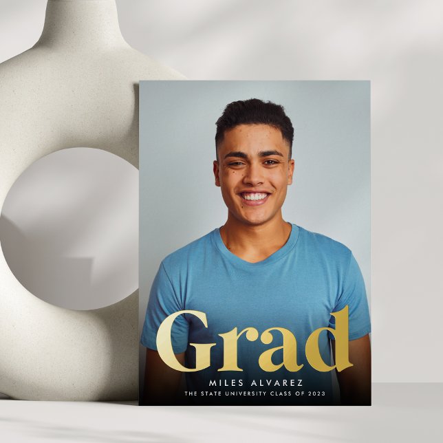 Foil Grad | Vertical Photo Graduation Folieneinladung (Von Creator hochgeladen)