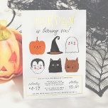Foil Halloween Friends Modern Boy Birthday Party Folieneinladung<br><div class="desc">Fügen Sie Ihren Geburtstagsfeierlichkeiten Glanz mit Goldfolie, Silber oder Rose! Dieses moderne Design zeigt den Namen des Geburtstagsjungen in echter, foliengepresster großer Hauptstadt-Buchstaben in einem meiner liebsten dekorativen Schriftart, darunter erscheint sein Zeitalter in niedlicher Schrift Typografie. Unter der Karte befinden sich 6 Halloween-Freunde: ein Kürbis, ein Vampir, ein Hexenhut, eine...</div>