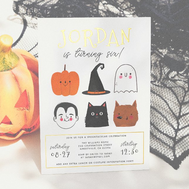 Foil Halloween Friends Modern Boy Birthday Party Folieneinladung (Von Creator hochgeladen)