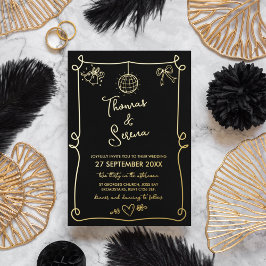 Foil Hand gezogen Französisch Whimsical Doodle Hoc Folien Feiertagskarte