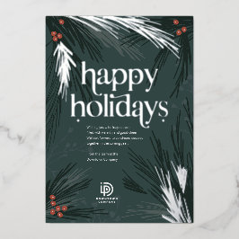 Foil Happy Holidays Pine Business Holiday Card Folien Feiertagskarte