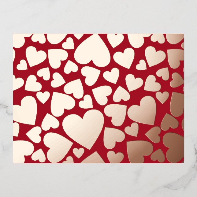 Foil Hearts Valentine Folien Feiertagspostkarte (Vorderseite)