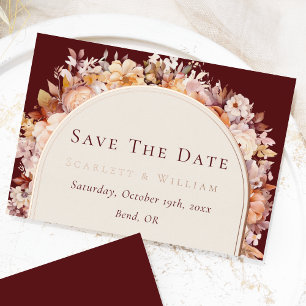 FOIL Herbstburgundy Wedding Save the Date Card Folie Einladungspostkarte