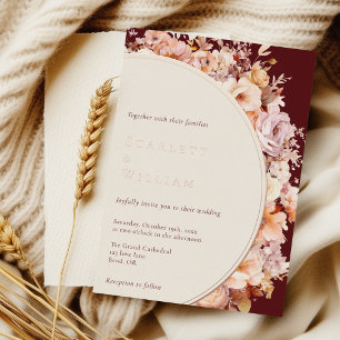 FOIL Herbstliche Blumige Burgund Creme Moderne Hoc Folieneinladung