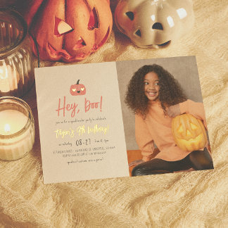 Foil Hey Boo Modernes Halloween Boho Geburtstags F Folieneinladung