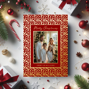 Foil Holiday Editable Weihnachtskarte Vorlage Red