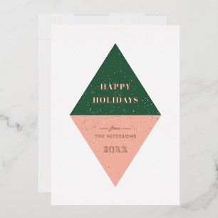 Foil Holiday Geometric Christmas Card - Green Folieneinladung