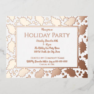Foil Holly Gerahmt Holiday Party Postcard Einladun Folien Feiertagspostkarte