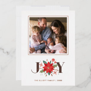Foil Joy Blüh Holiday Foto Card - White Folieneinladung
