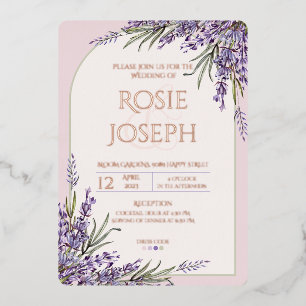 Foil Lavender Wedding Einladung