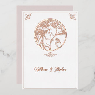 Foil Line Couple Wedding Einladung