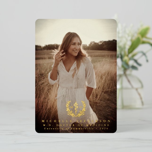 Foil MD Asclepius Abschluss Foto Ankündigung (Stehend vorne)