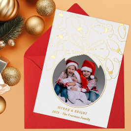 Foil Merry + Bright Ornament Foto Card Folien Feiertagskarte