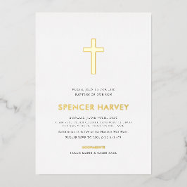 Foil Minimal Taufe Christening Boys Folieneinladung