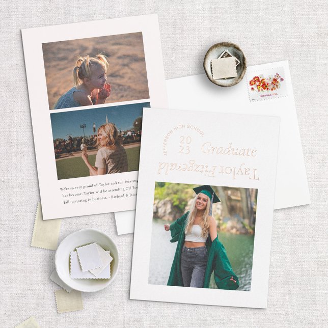 Foil Modern Minimal Trendy Foto Grad Ankündigung (Von Creator hochgeladen)