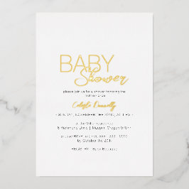 FOIL Moderne Minimalistische White Baby Dusche Folieneinladung