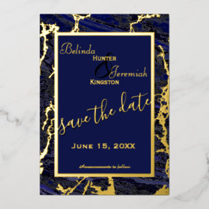 Foil & Navy Blue 5" x 7" Hochzeit Sichern Sie das Folieneinladung