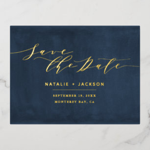 Foil Navy Hochzeit Save the Date Folien Feiertagspostkarte