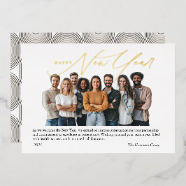 Foil New Year Greetings Photo with Art Deco  Folieneinladung
