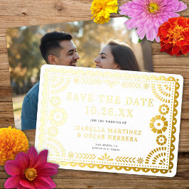 Foil Papel Picado Foto Wedding Save the Date Card Folieneinladung